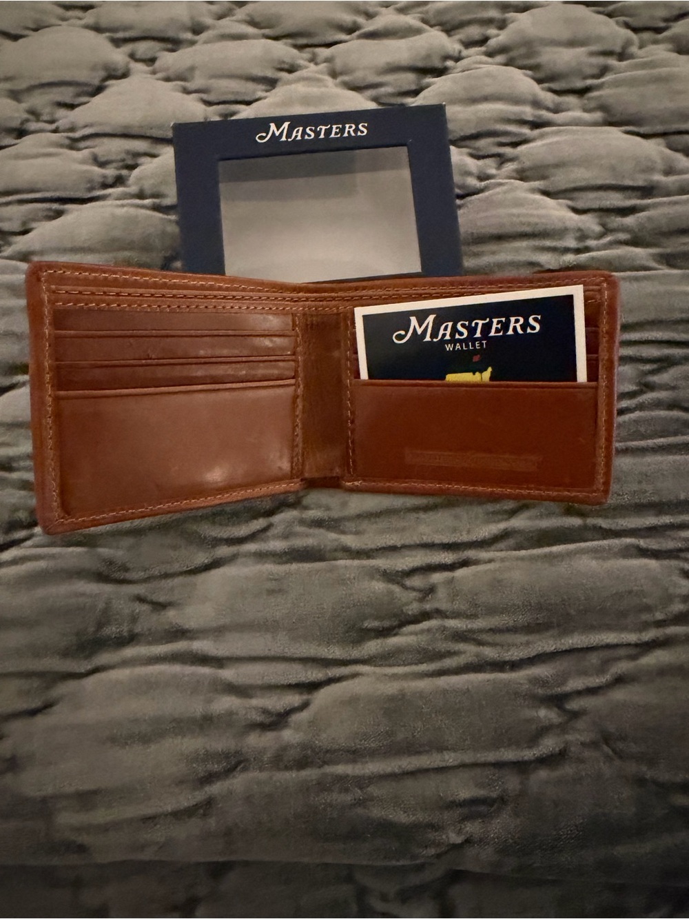 Masters Navy Needlepoint Wallet with Yellow and Green Accents - Picture 4 of 5